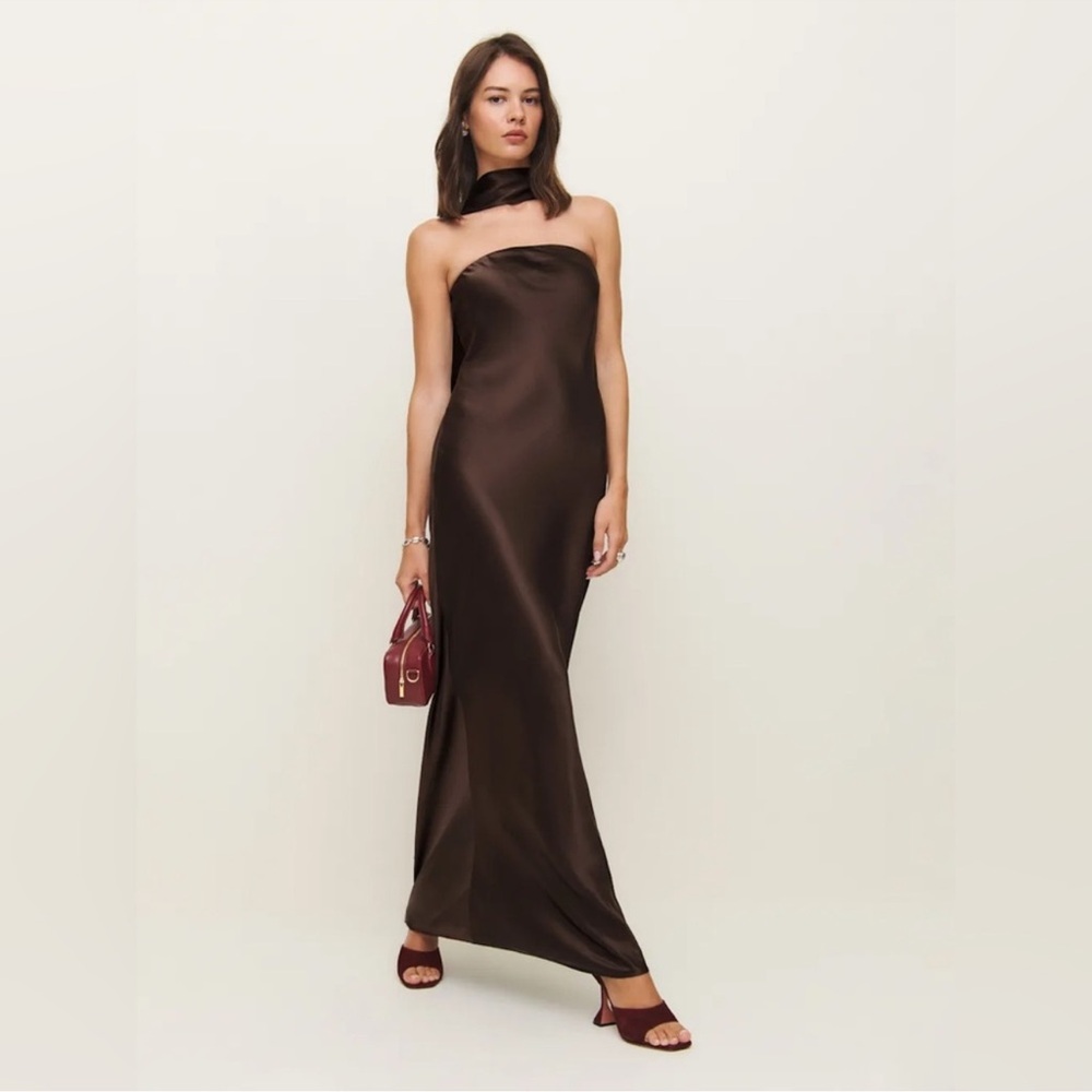 NWT Reformation Oren Silk Dress - XS - black bean